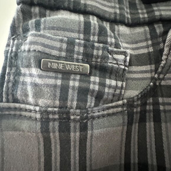 Nine West Womens Plaid Skinny Jeans Size 16 Gray Black Cotton Blend Comfortable - Picture 3 of 7